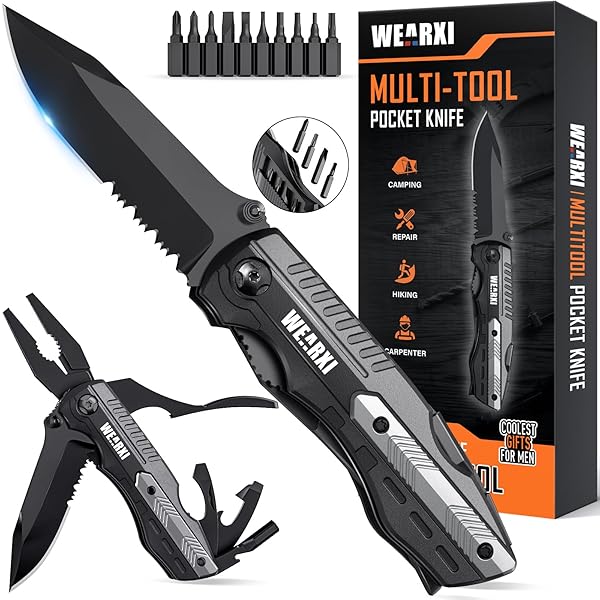 WEARXI Gifts for Men, Pocket Knife Multitool, Fathers Day Dad Gifts from Daughter Son, Mens Gifts for Dad/Him/Husband, Birthday Gift for Men/Boyfriend, Dad Gifts Cool Gadgets, Camping Essentials