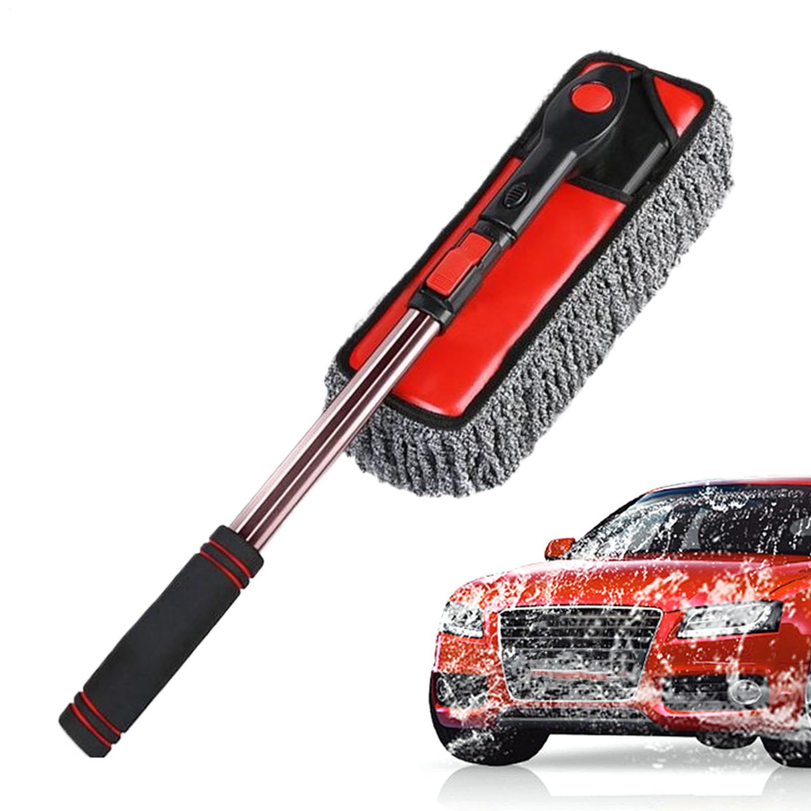 Brosse de lavage voiture rotative 360 avec manche telescopique pour auto