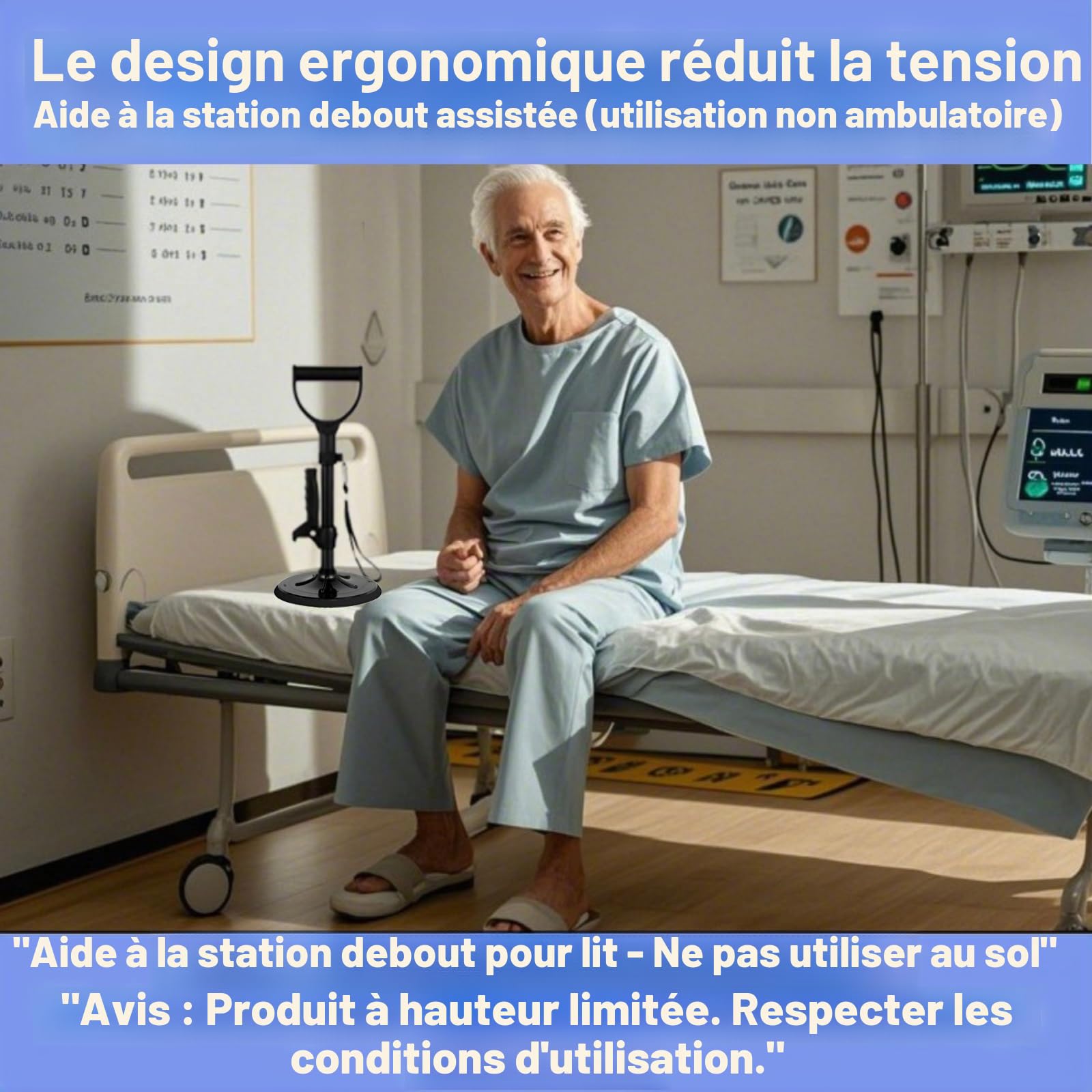 Aide à la verticale, hauteur réglable (41-61 cm), dispositif d'aide au levage des personnes âgées avec base antidérapante, aide les personnes âgées et handicapées à se tenir debout, marcher en