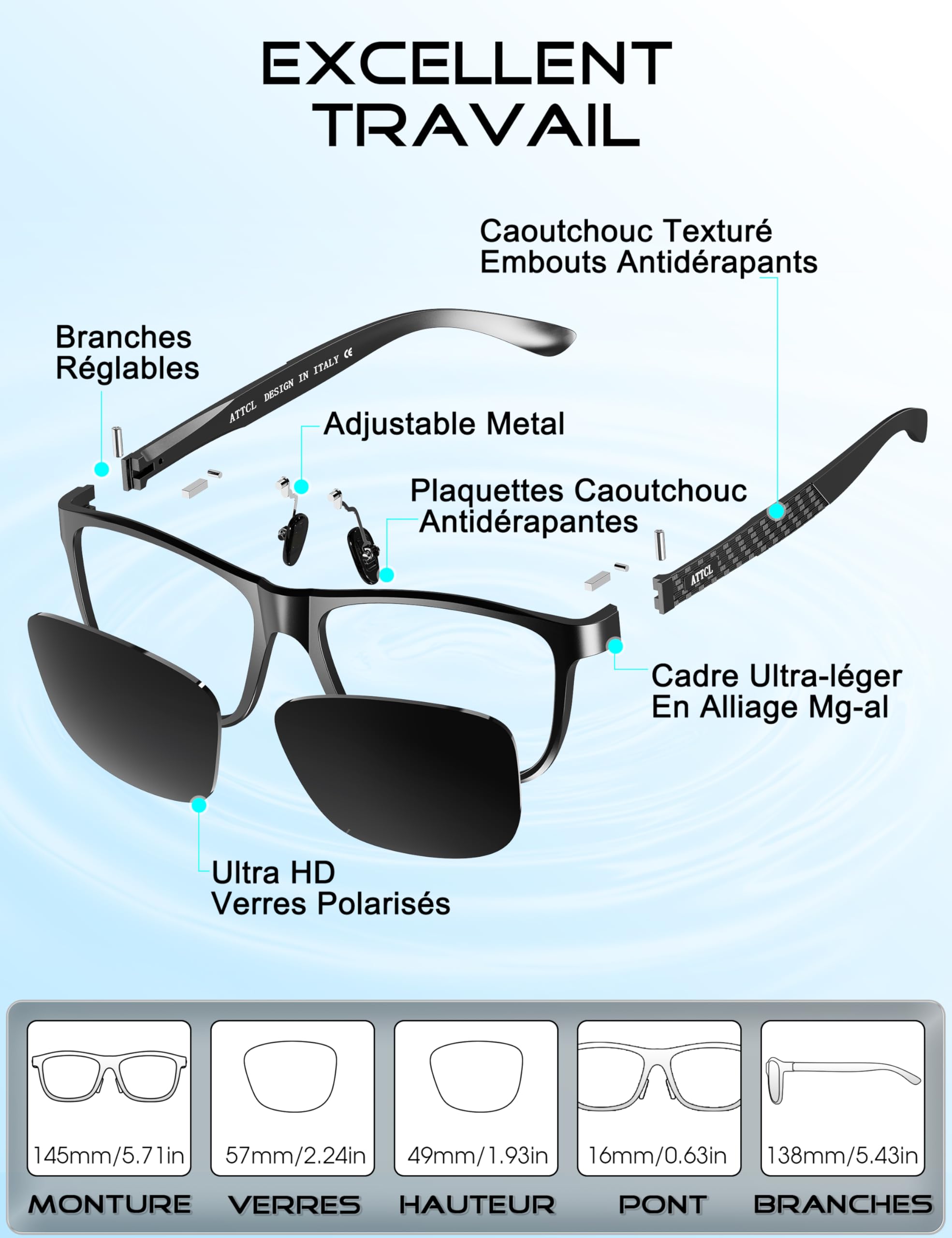 ATTCL Lunettes de soleil polarisées sportives améliorées pour hommes femmes Cyclisme Conduite Pêche Protection UV400 CAT 3 CE