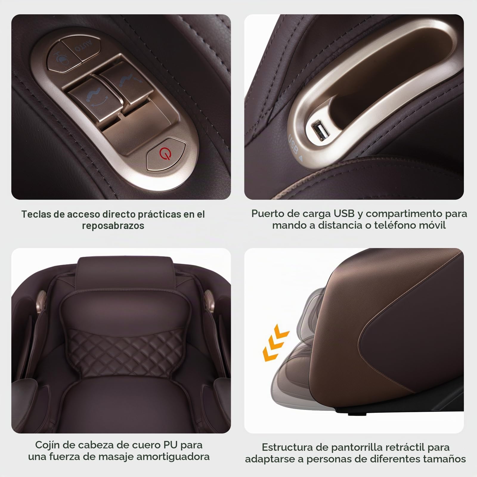 GOPLUS Sillón de Masaje Eléctrico Gravedad Cero, Sillón de Masaje Shiatsu Reclinable con Track SL, Rodillo de Pies, Control de Voz, Sillón de Relajación Bluetooth para Todo el Cuerpo (Marrón)