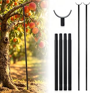 2 Pack Tree Support Stake with Crutch 4 Section Adjustable Length Heavy Duty Iron Tree Support Stakes U-Shaped Head Portable Support for Fruit Trees Vines Garden Vegetables