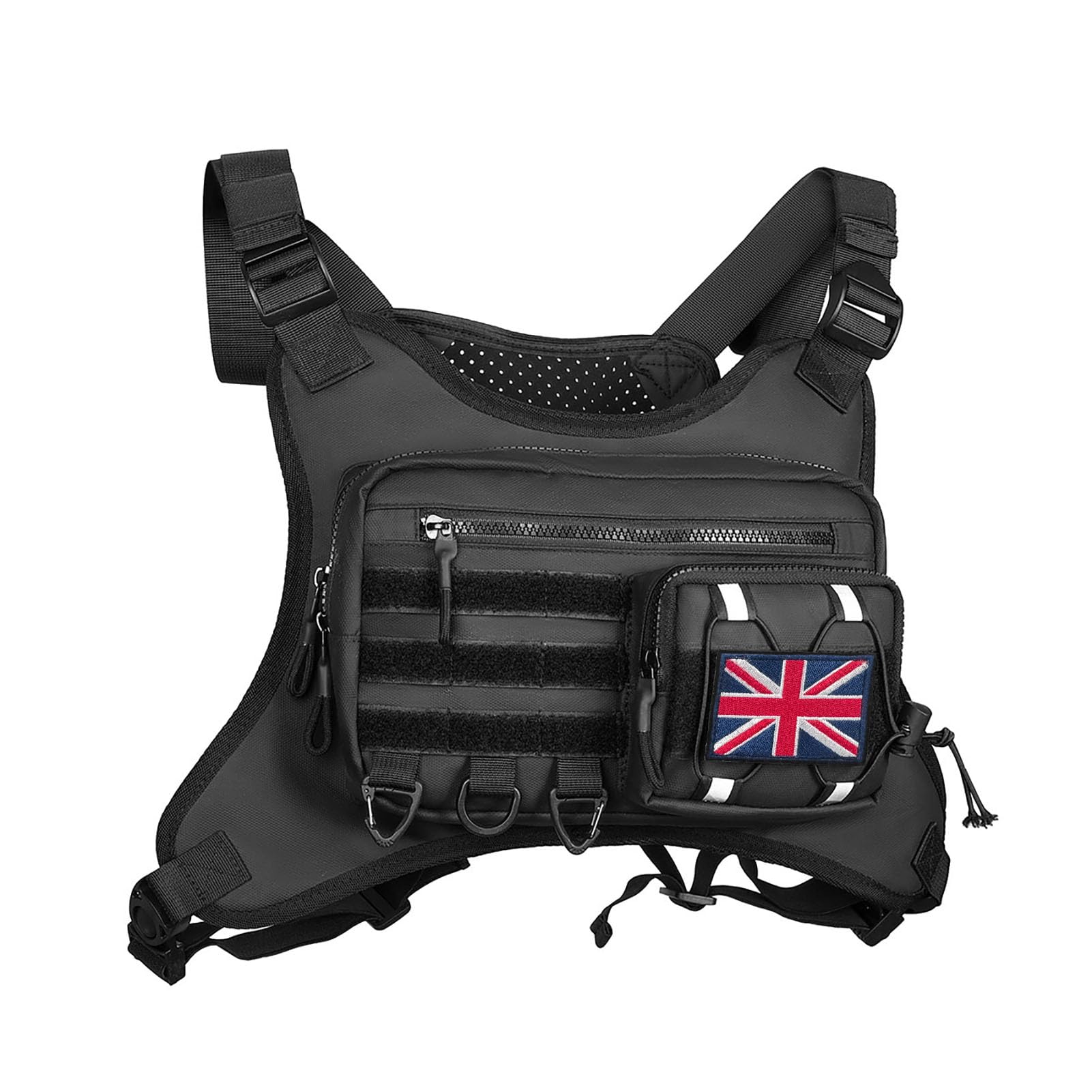 Sac de poitrine de course pour homme, en polyester 900D, imperméable, avec bretelles réglables et design réfléchissant, pour sports de plein air, cyclisme, randonnée