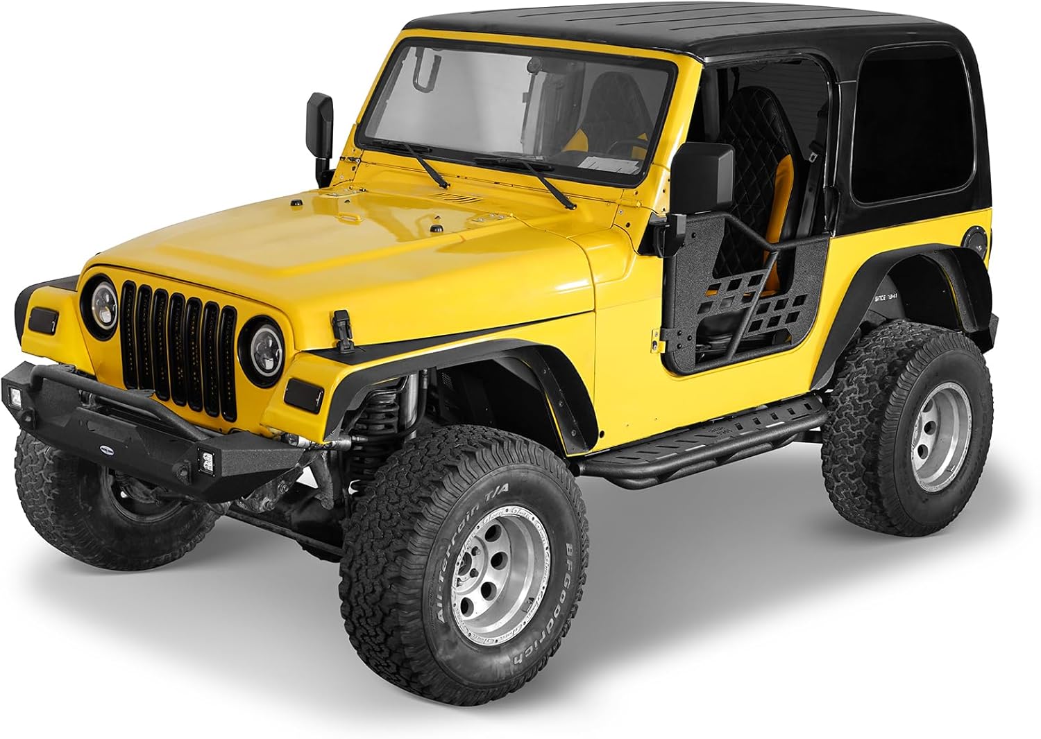 u-Box Wrangler TJ Rock Guards Running Board Side Step Armor for 1997-2006 Jeep Wrangler TJ - 5.27-inch Drop Down Tubular Rocker Rails