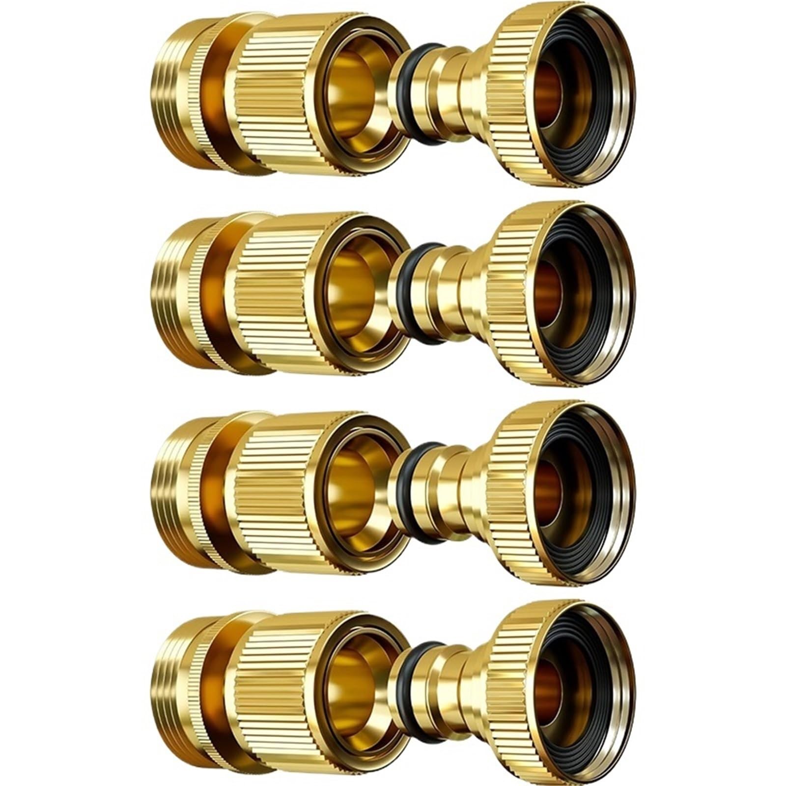 Brass Water Hose Quick Fittings Release Hose Connector Fit for 3/4" Gardening Hoses Garden Hose Quick Disconnect Set(4 Set ())