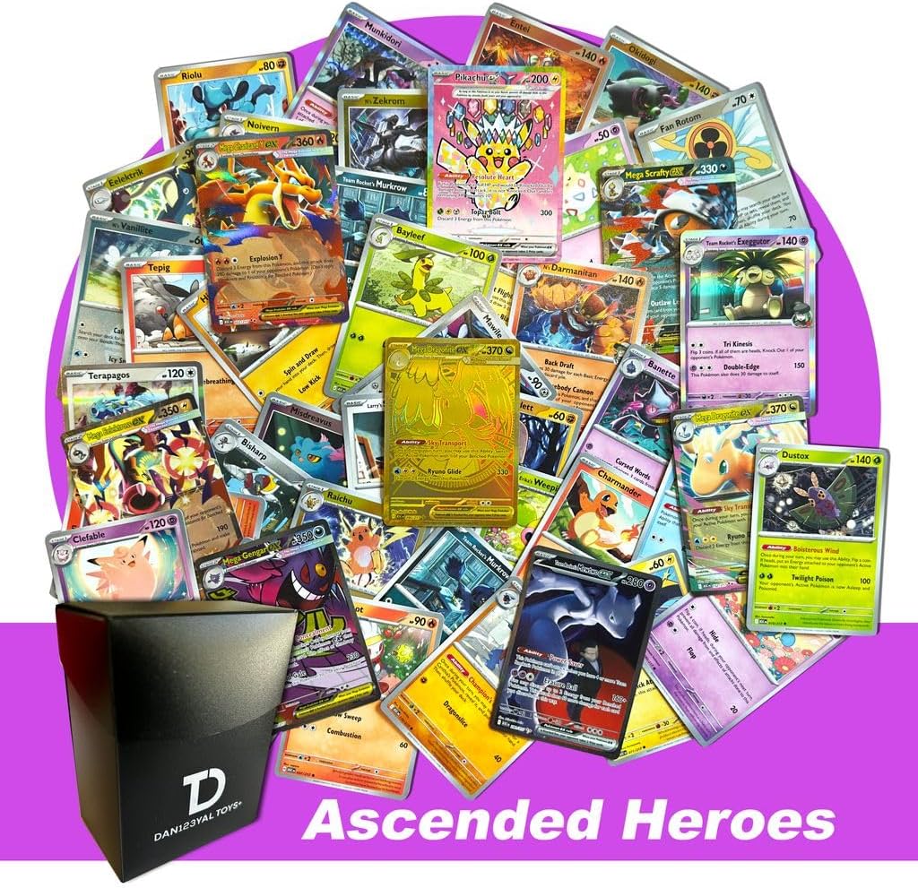 Ascended Heroes TCG Pokemon Compatible Random Assortment Bundle || Guaranteed Ultra Rare + 20 Random Cards + Dan123yal Deck Box