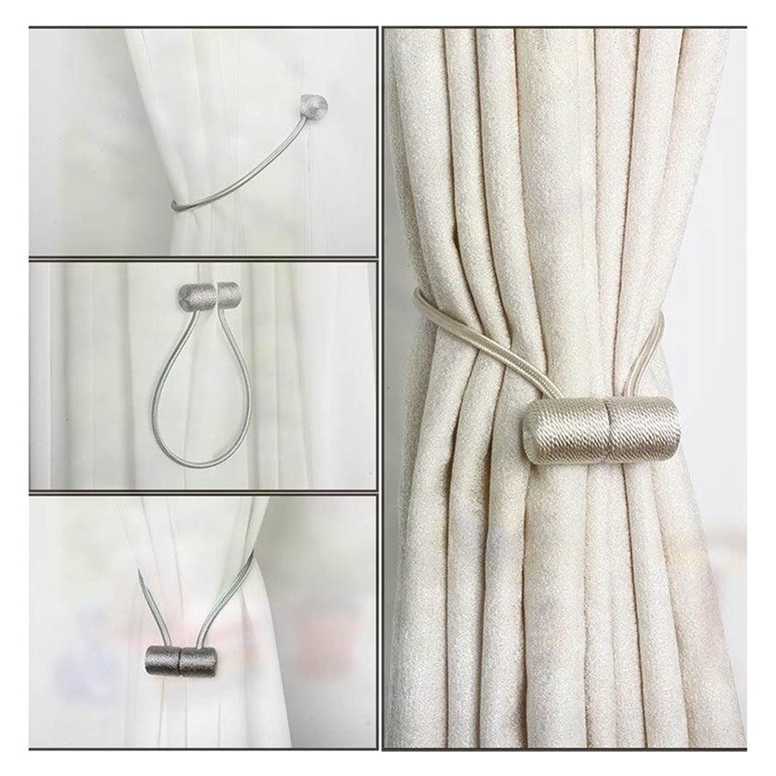 Sangles de Rideaux Rideau Boucle Magnétique Bricolage Rideaux Sangle Aimant Cylindrique Crochet Attache Corde Installation Gratuite Boucle Simple Rideau Décoration