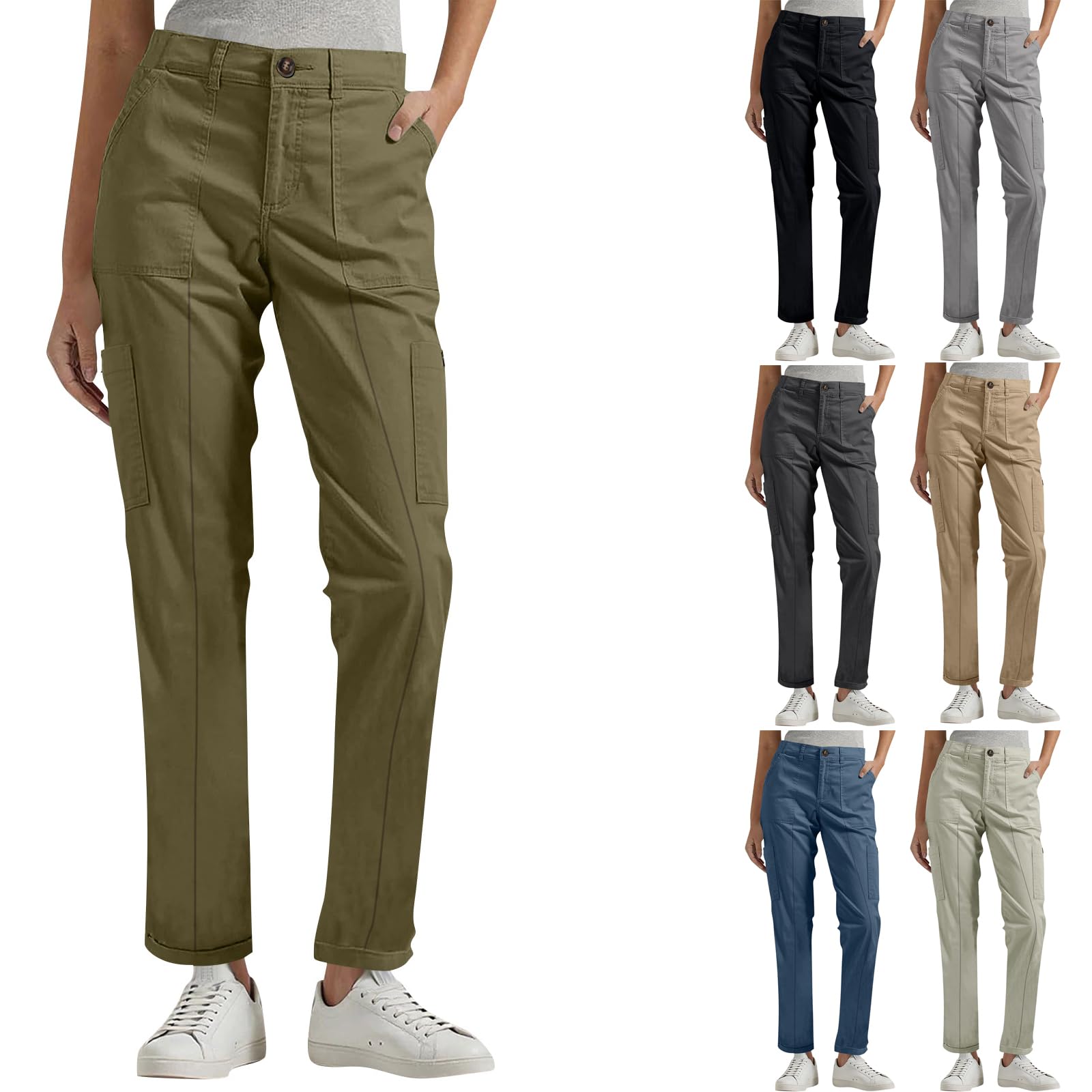 Women Capri Pants Summer Casual Hiking Pants Elastic Waist Rolled Hem Dressy Capris Pull On Cotton Capri Pant