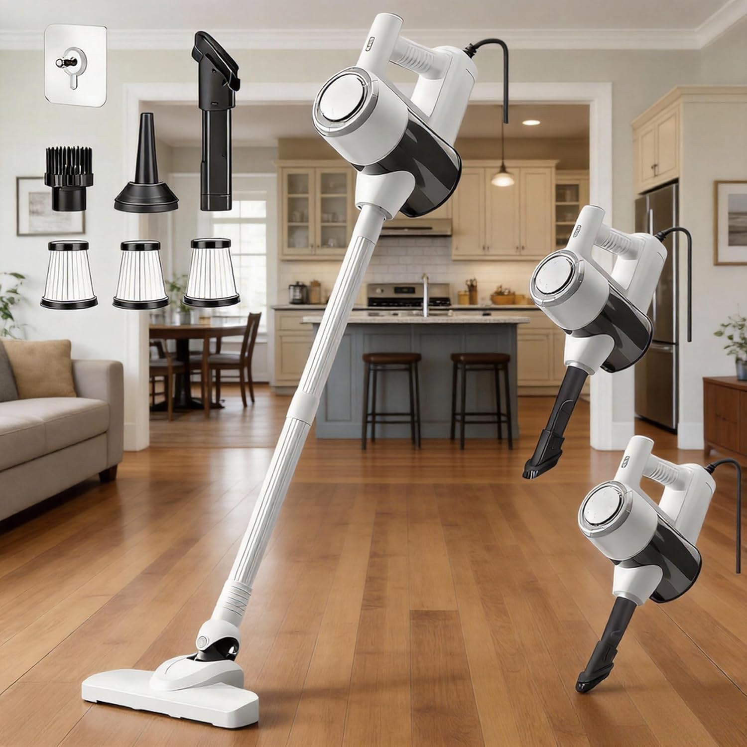 Corded Stick Vacuum Cleaner, Hardwood Floor Vacuum, 600W Powerful Hard Floor Vacuum Cleaners， Powerful Upright Corded Vacuum Cleaner Suitable for Hair, Pet Hair, Wood Floors, Tile Floors Dorm