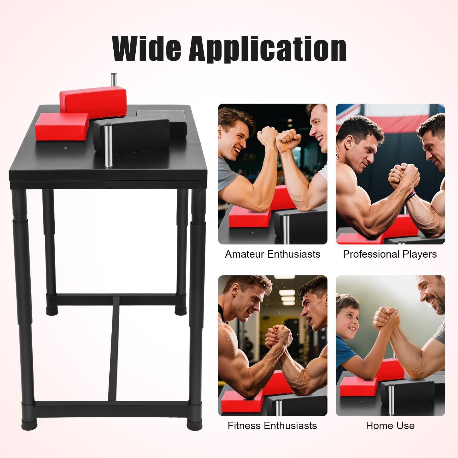Arm Wrestling Tisch Professioneller Armdrücken Tisch aus Edelstahl Armdrücken-Kampftisch für Fitnessstudio & Zuhause, Verstellbar, 1000 kg Belastbarkeit