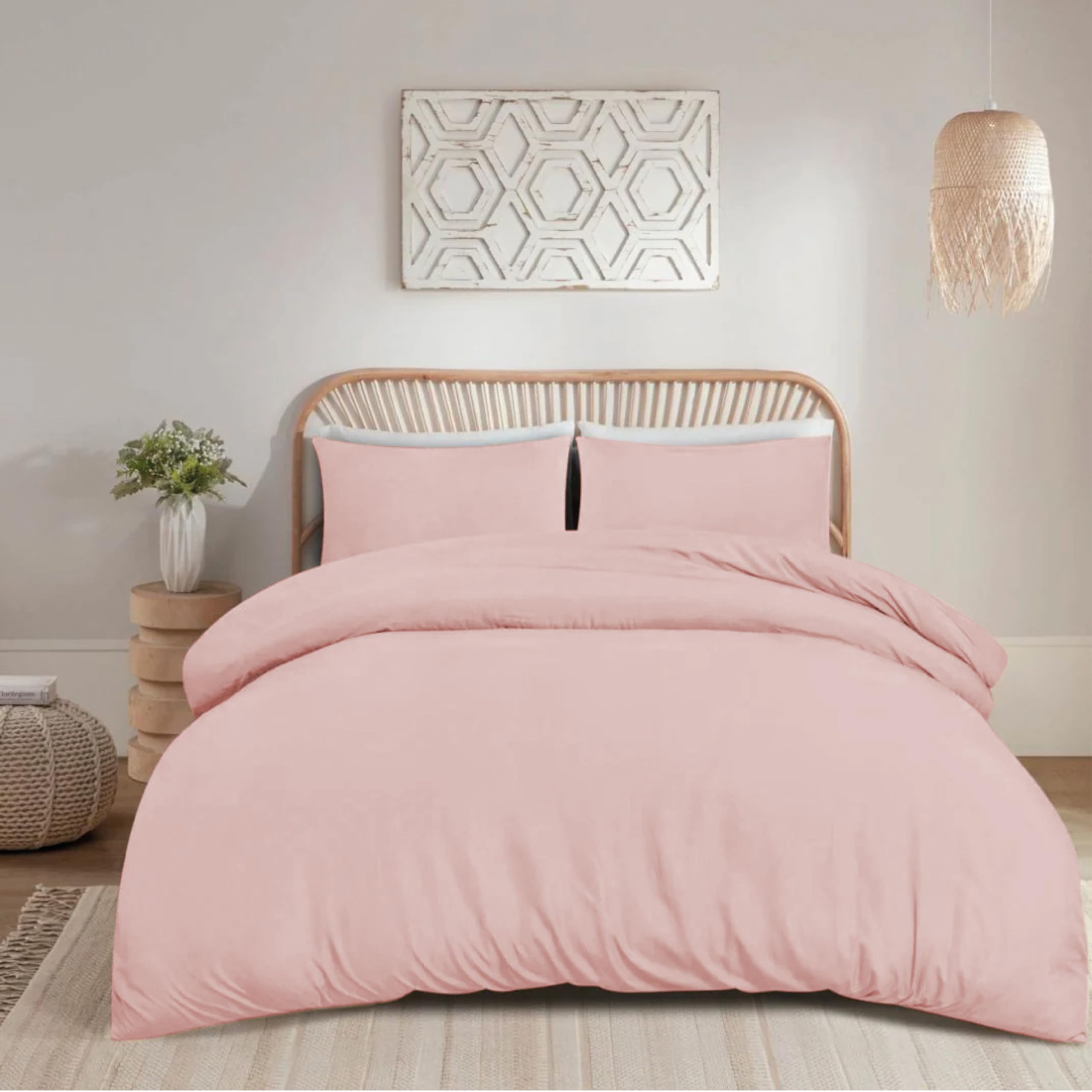 Funky Gadgets Double Duvet Set Blush Pink Soft Brushed Microfiber