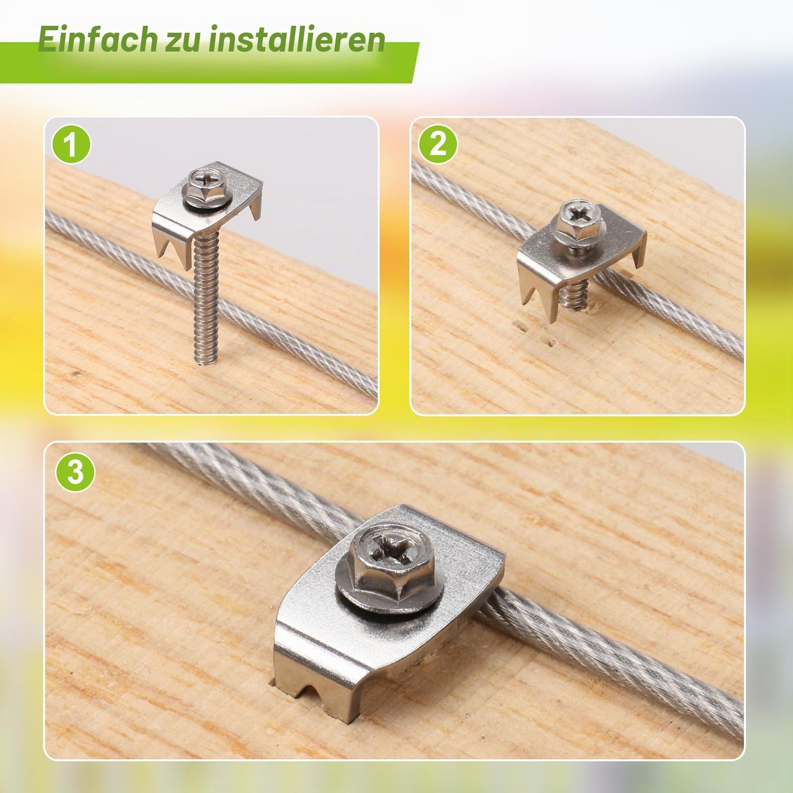 Insaga 50pcs Zaunklammern, 304 Edelstahl Krampennägel Zaunbefestigungsnägel 40mm M5.5 Stahlkrampen zum Holzschrauben für Maschendraht und Geflochtene Zäune mit Drahtfixer Halten Fest / M8 Adapter