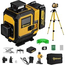 laser level 360 self leveling, 4D 16 Lines Green Laser Level with Magnetic Bracket & Remote Control | Complete Kit with Tripod, Rechargeable Battery | for Construction, Renovation, Picture Hanging