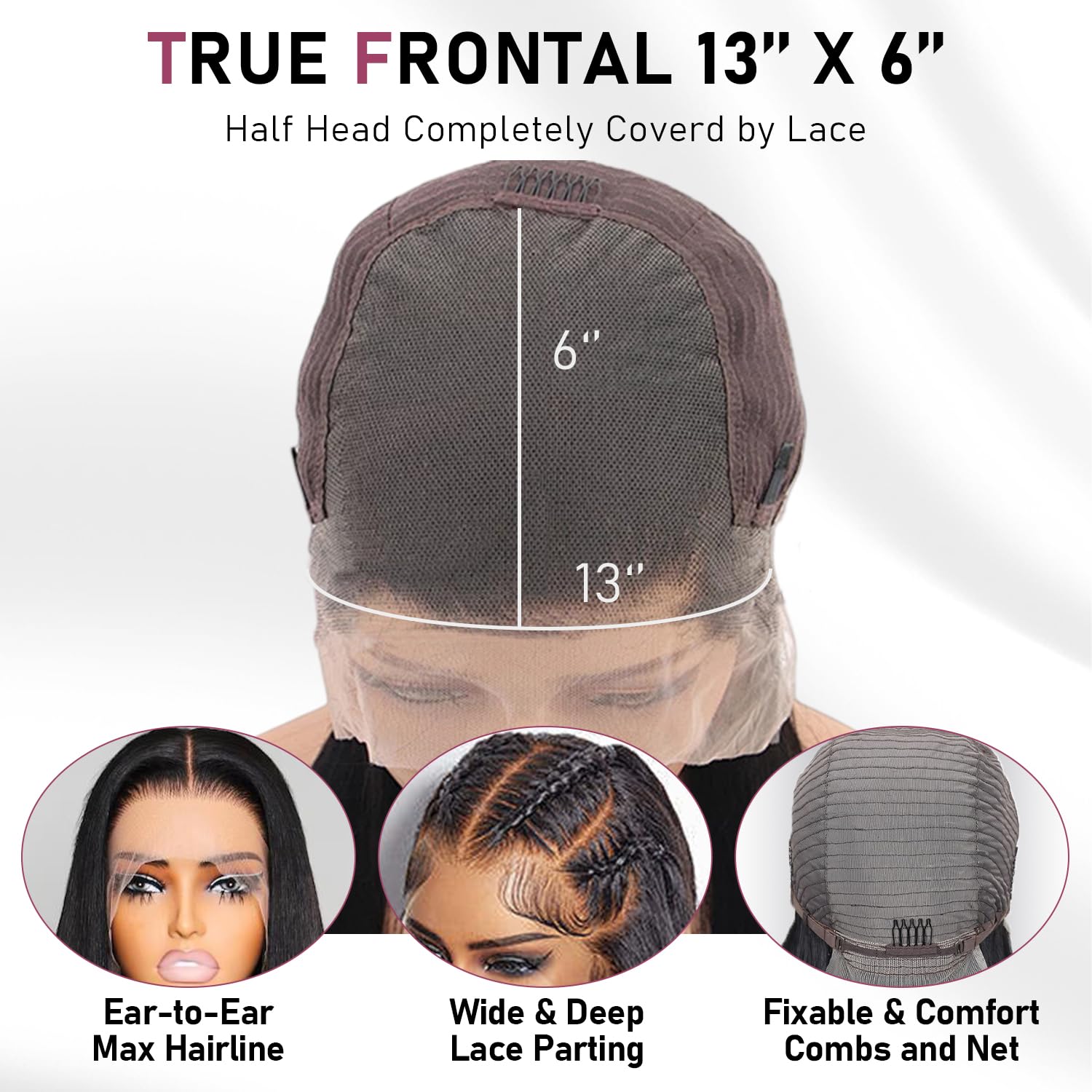 13x6 HD Lace Front Wigs, 100% Human Hair, [2-Year Life], 200% Density Straight Frontal Wigs Human Hair Pre Plucked for Black Women, [0.1mm Ultra-Thin Skinlike HD Lace], Free Part 28 Inch