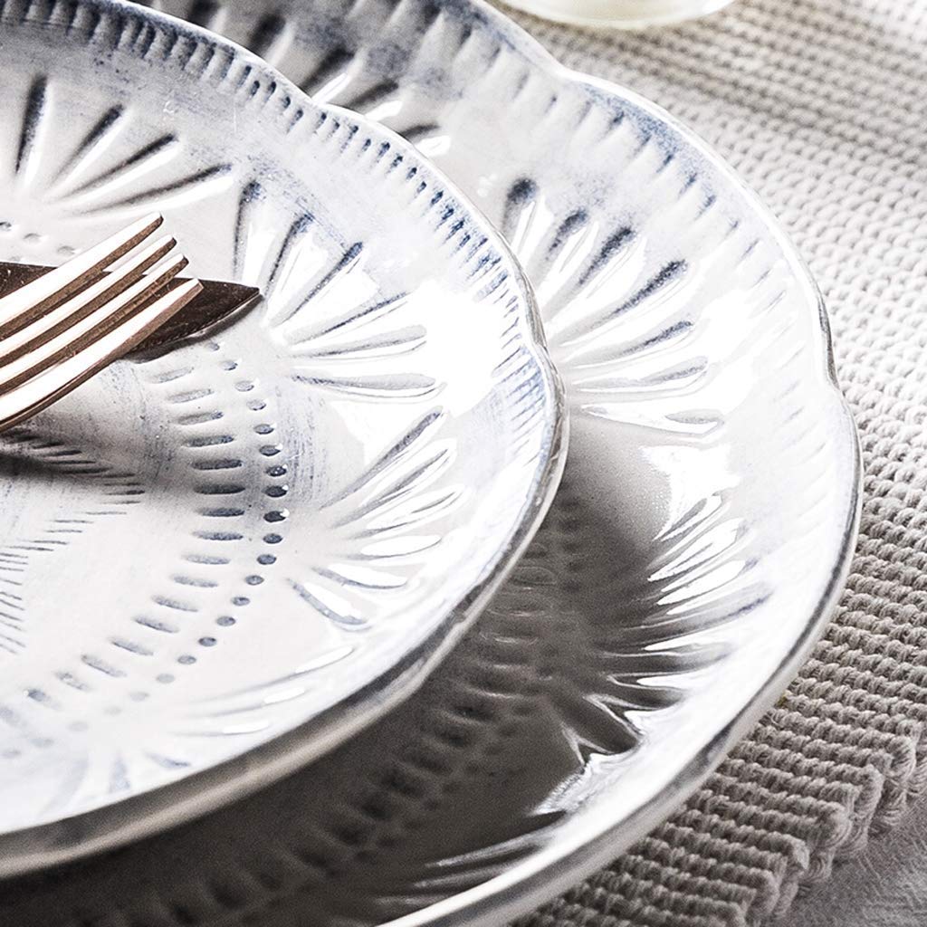 Ensembles de Vaisselle en céramique, Bol/Plat/cuillère, Ensemble de Vaisselle à Texture en Relief Baroque 3D, Ensemble de Vaisselle combiné en Porcelaine aux to(