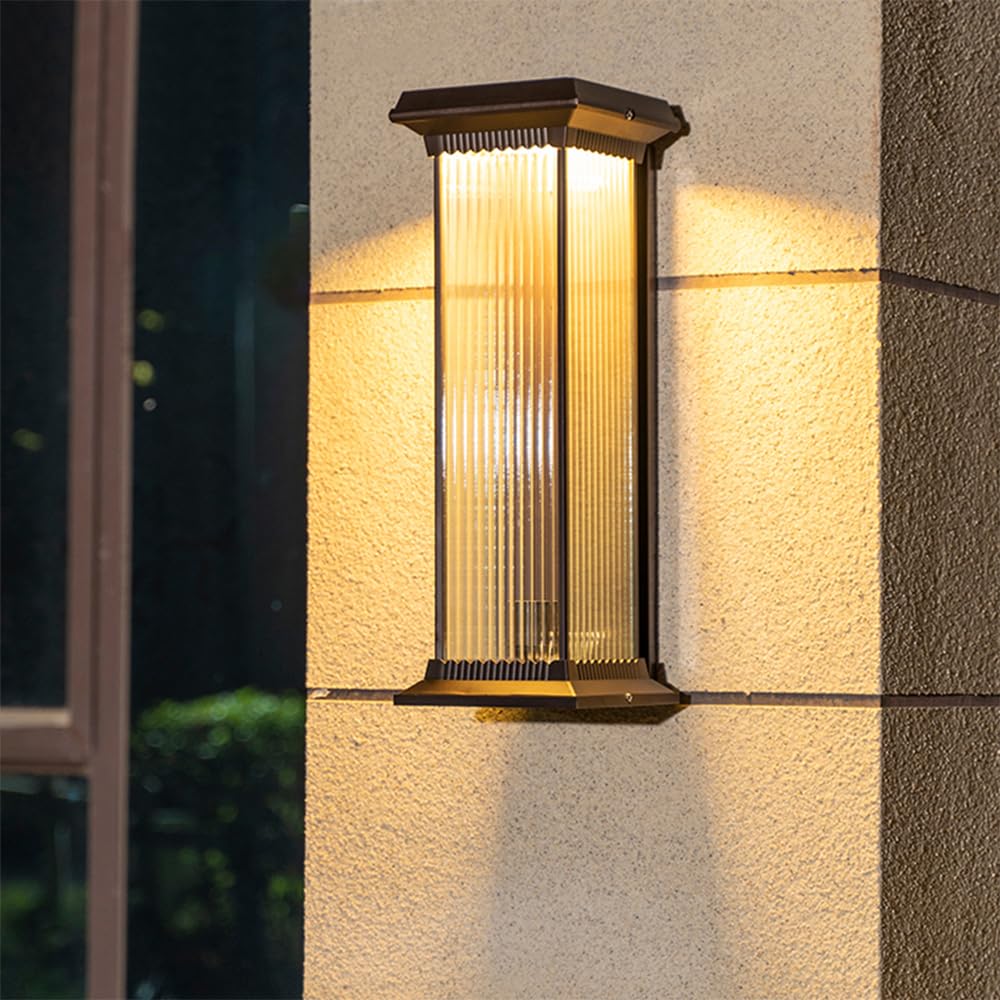SMCCYYSD Contemporary Solar Outdoor Wall Lamp Simplicity Waterproof Balcony Hallway Courtyard Villa Gate Hotel (A H62CM Solar)