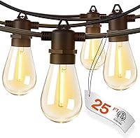 addlon 25FT LED Outdoor String Lights Shatterproof Edison Bulbs Weatherproof Commercial Grade Patio Garden Lights Black