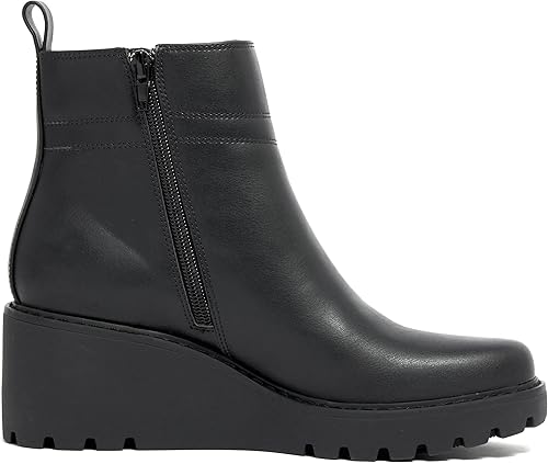 Miniatura 4 de vodvob Botas de tobillo para mujer, botines de tacón de cuña elásticos con plataforma Chelsea sin cordones y suela de lengüeta