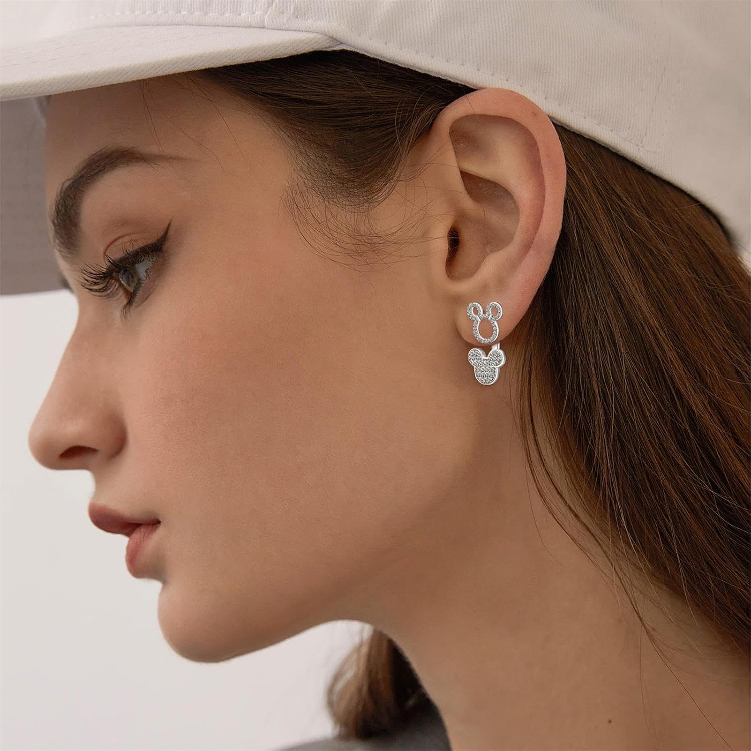 Mouse Earrings Sterling Silver Jacket Front Back 2 in 1 Stud Earrings CZ Dainty Sweet Lucky Animal Jewelry Gifts for Women Daughter Birthday - Image 4