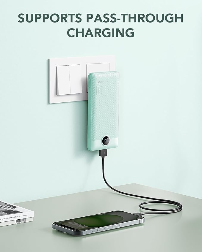 Cargador Portátil VRURC 10000mAh con Cables Integrados y Enchufe AC miniatura 2