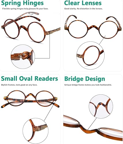 Miniatura 5 de Eyekepper Gafas de lectura redondas un poco más grandes que vintage profesor lectores ovalados (negro)