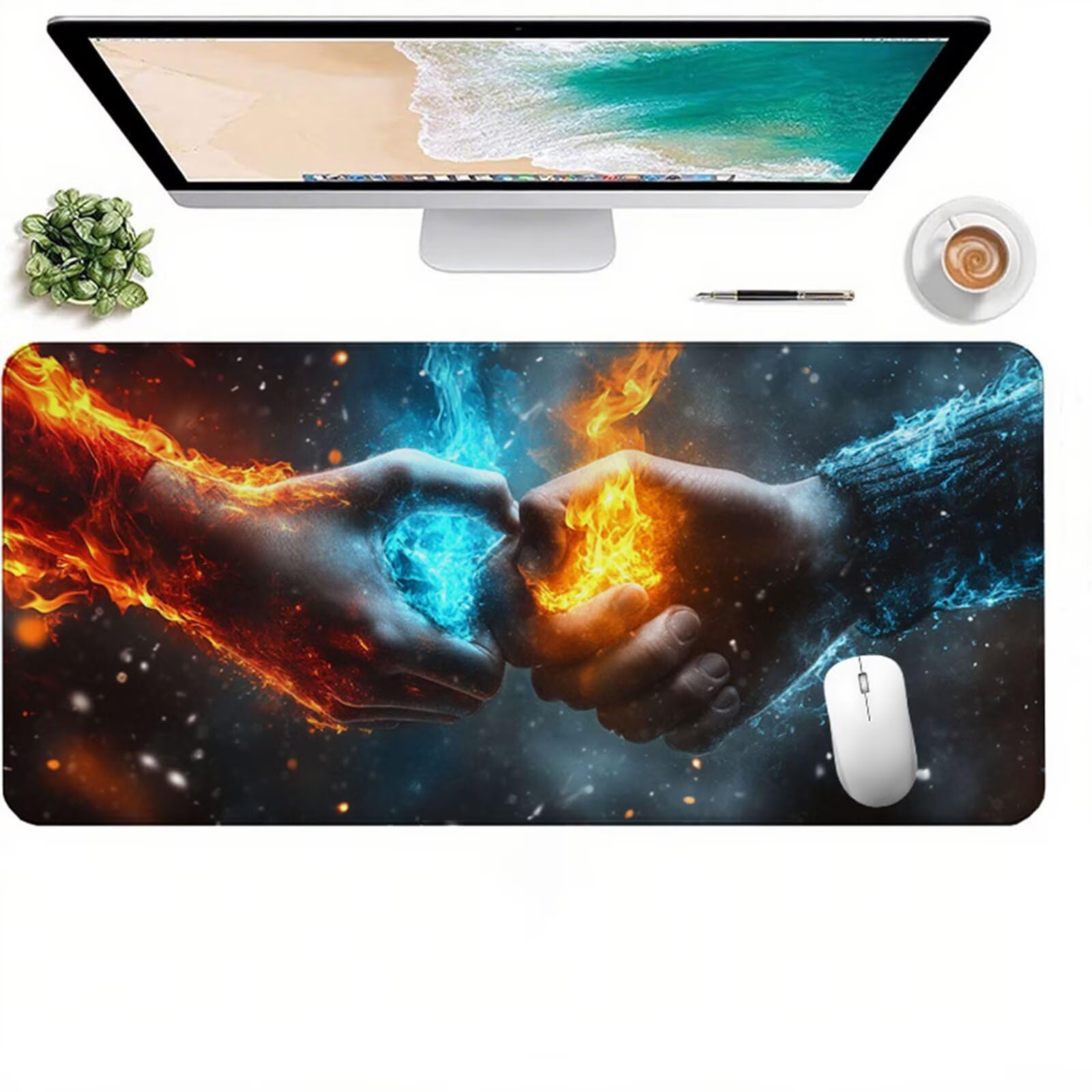 Niebieska podkładka pod mysz dla graczy XXL 1400 x 600 x 3 mm, podkładka pod biurko ręka z antypoślizgową i wodoodporną gumową podstawą, gładka powierzchnia poprawia precyzję i szybkość D1-991