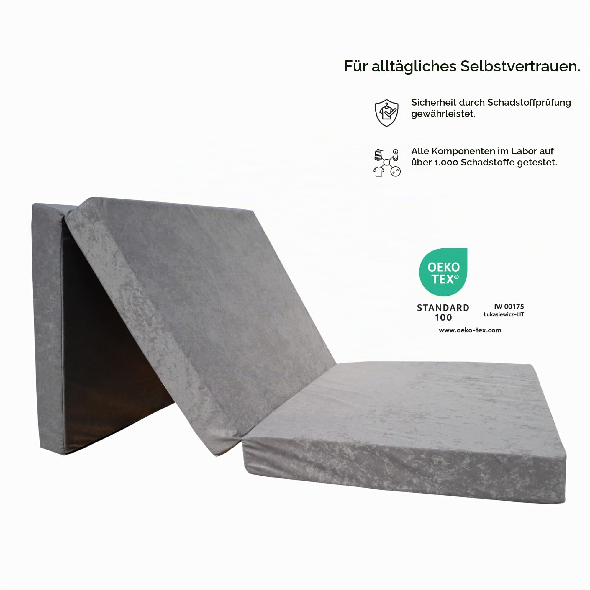 Natalia Spzoo - breite Faltmatratze 190 x 90 x 8 cm für einen erholsamen Schlaf wie auf Wolken – Klappmatratze mit abnehmbarem Bezug – 3-teilige klappbare Schlafmatte (1008 Grau)