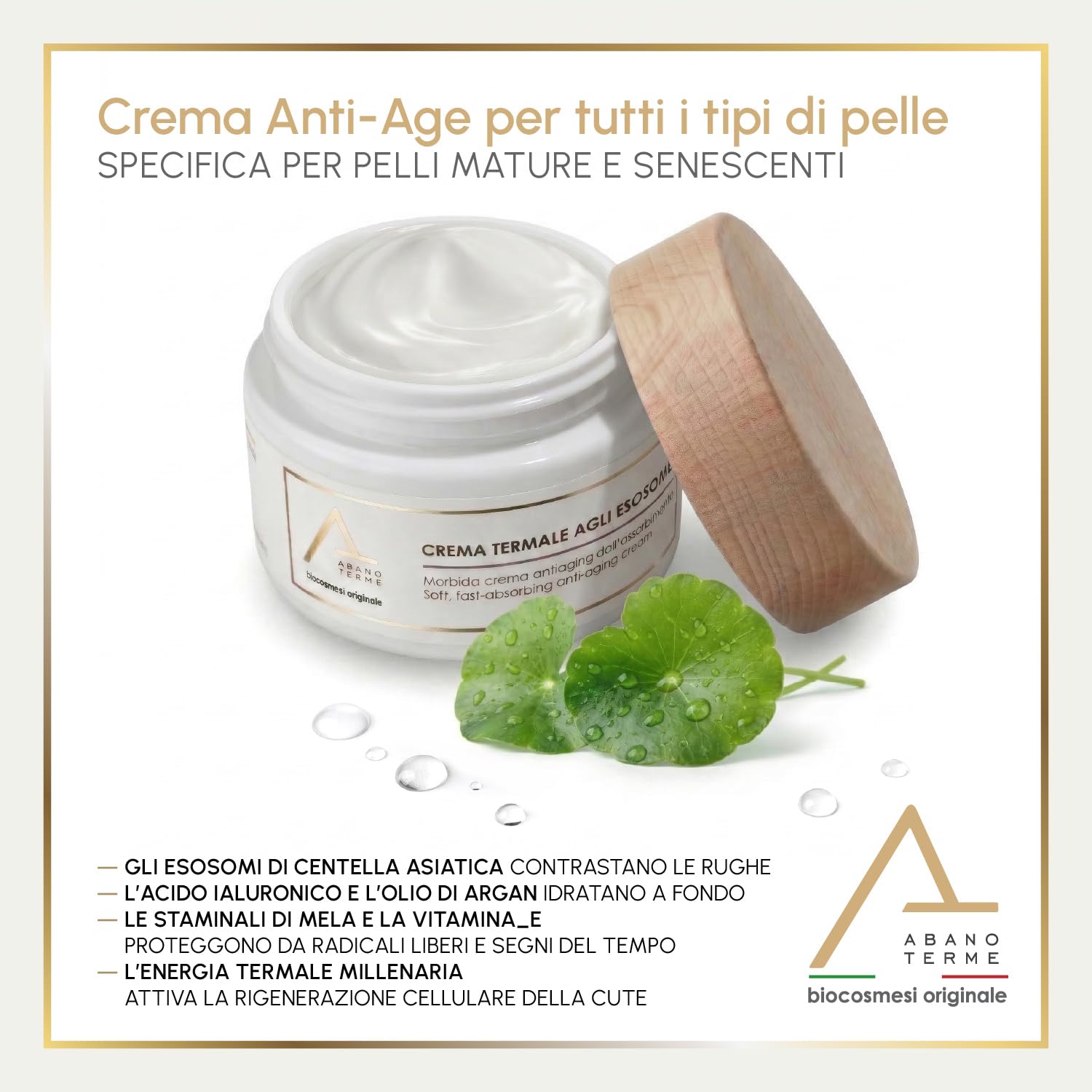 50ml Crema Viso Antirughe Idratante Esosomi Centella Asiatica e Acido Ialuronico BIO - Rigenerante Notte e Giorno con Staminali di Mela - Rimpolpante Rughe Profonde Pelli Mature Donna e Uomo
