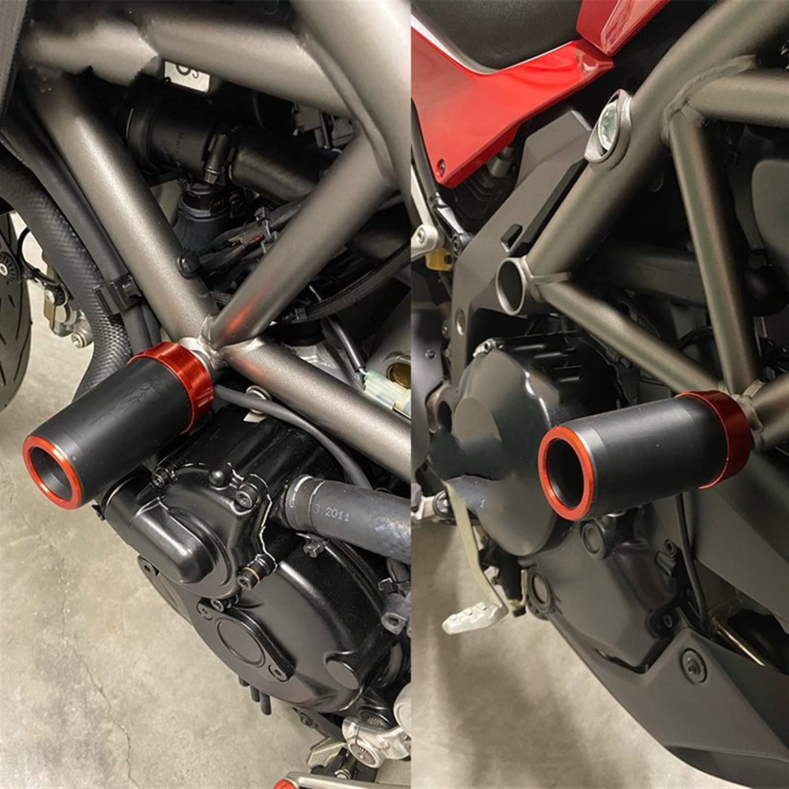 Protection Chutes Cadre Curseurs Crash Pads pour Ducati Brouilleur 800 Streetfighter 848 Moteur Garde Moto Accessoires Chute Protecton (Color : Le Noir)
