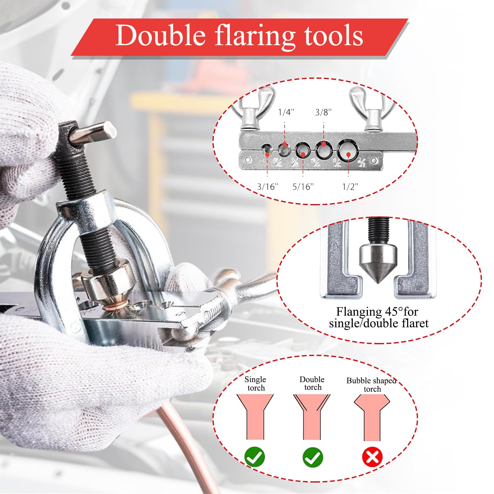 Kit de tubo de freno Finoki Kit de herramientas de abocardado de manguera de freno automotriz de 25 pies Herramienta de abocardado doble Piezas de reparación de tubos de freno automotrices.