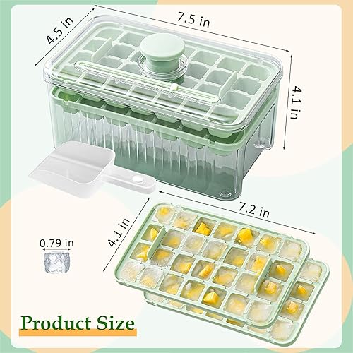 Miniatura 3 de J.Y.Memorize Mini bandejas para cubitos de hielo para congelador, bandeja para cubitos de hielo con tapa y contenedor, paquete de 2 56 moldes