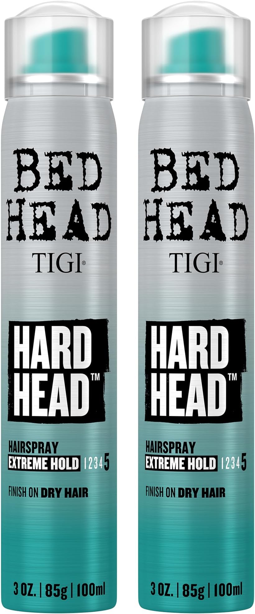 TIGI Bed Head Hard Head Hairspray, Travel-Size 2-Pack – Extreme Hold Hairspray, Hair Styling Products, Dries Instantly, Adds Shine, Vibrant Apple Scent, 3 Oz Ea