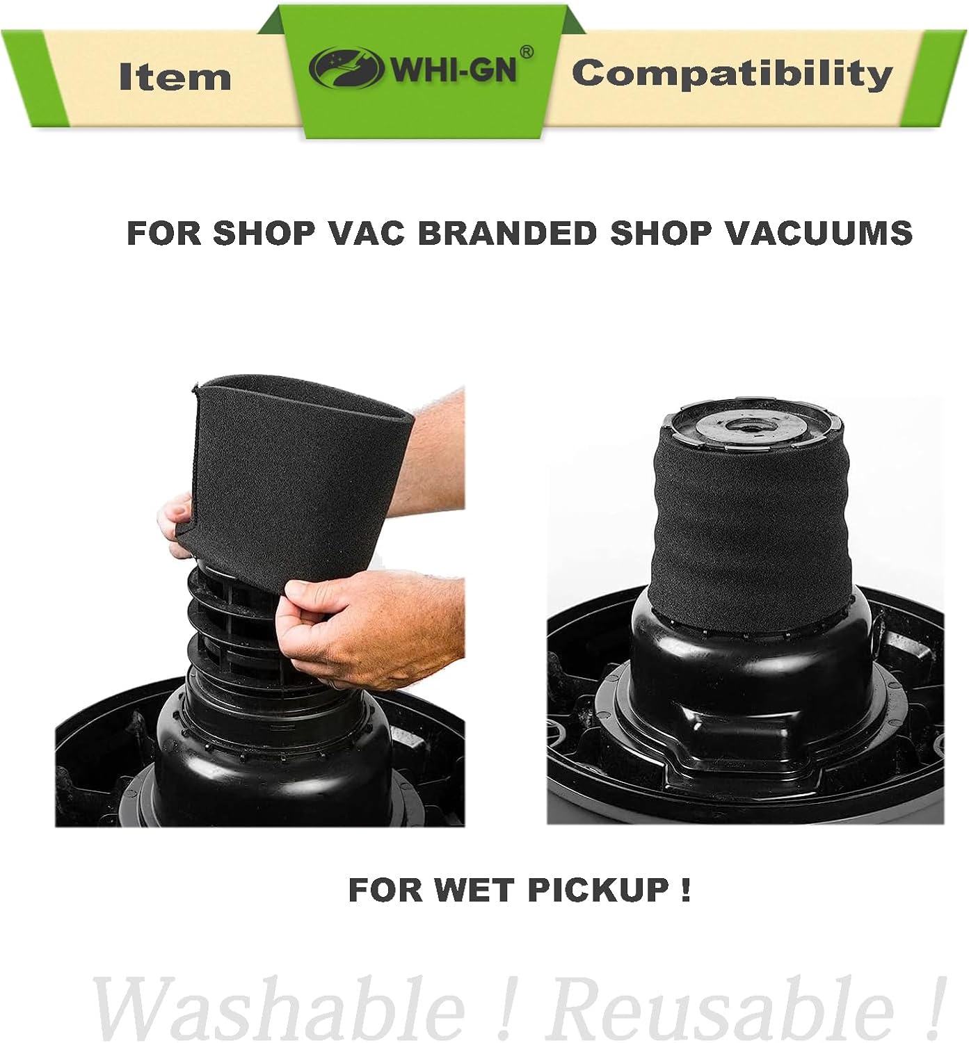 1 Pack 17884 Vacuum Cartridge Filter Replacement for Craftsman shop vac filter 9-17884 17935 17937 17920 for 6 Gallon & Larger Wet/Dry Vacs + 1 Pack Foam Sleeve Filter for Most Branded Vacuums
