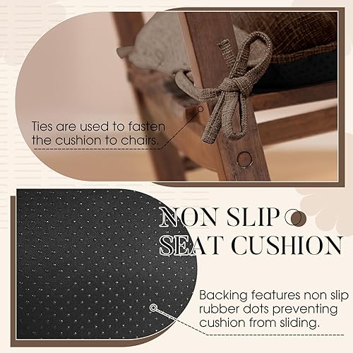 Miniatura 5 de Basic Beyond Juego de 2 cojines para mecedoras de porche para mecedoras de madera para exteriores con acolchado grueso, cojín de respaldo con lazos,