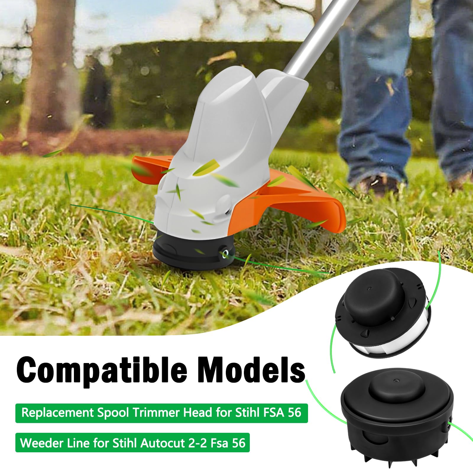 Testina di ricambio C2-2 e bobine per Stihl FSA 56 Weed Eater Head, 1 testina di ricambio per decespugliatore, 3 bobine
