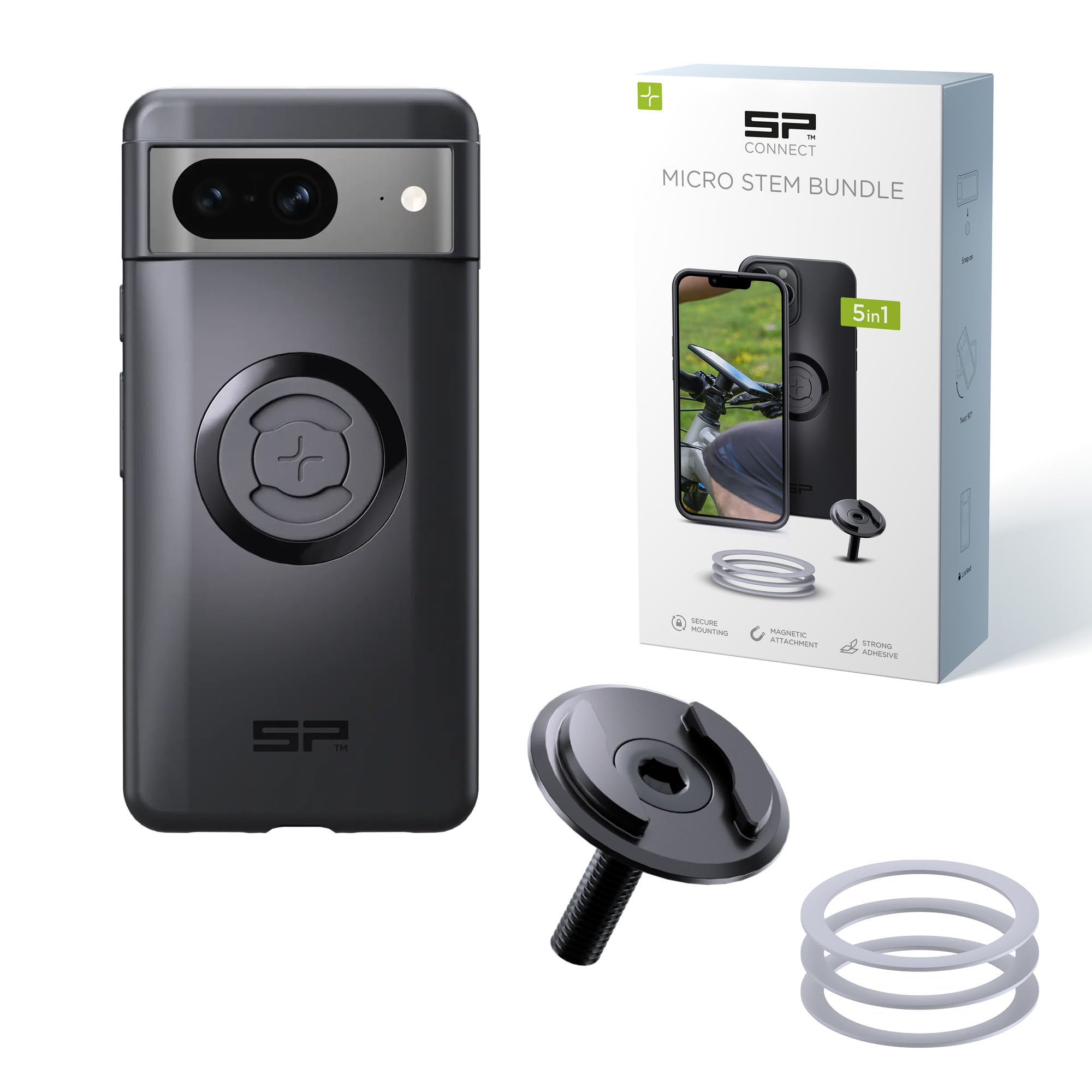SP CONNECT Micro Stem Bundle | SPC+ | pour Google Pixel 8 | Support de téléphone portable pour guidon de vélo | Support de smartphone pour vélo | Support de téléphone portable