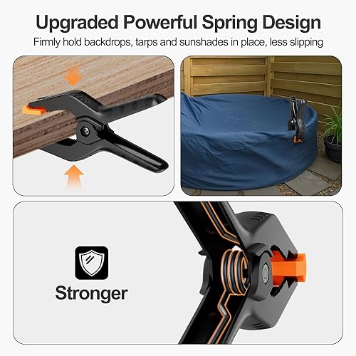 Miniatura 18 de EMART Paquete de 6 abrazaderas de resorte de muselina resistentes, clips de fondo de cabina de fotos de 4.5 pulgadas para estudio de fotografía