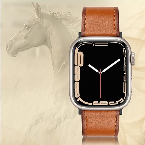 Vista 42 de Correa de cuero compatible con correas de Apple Watch de 1.811 in, 1.772 in, 1.732 in, 1.654 in (Serie 1/2/3) para hombres y mujeres, correa de Azul