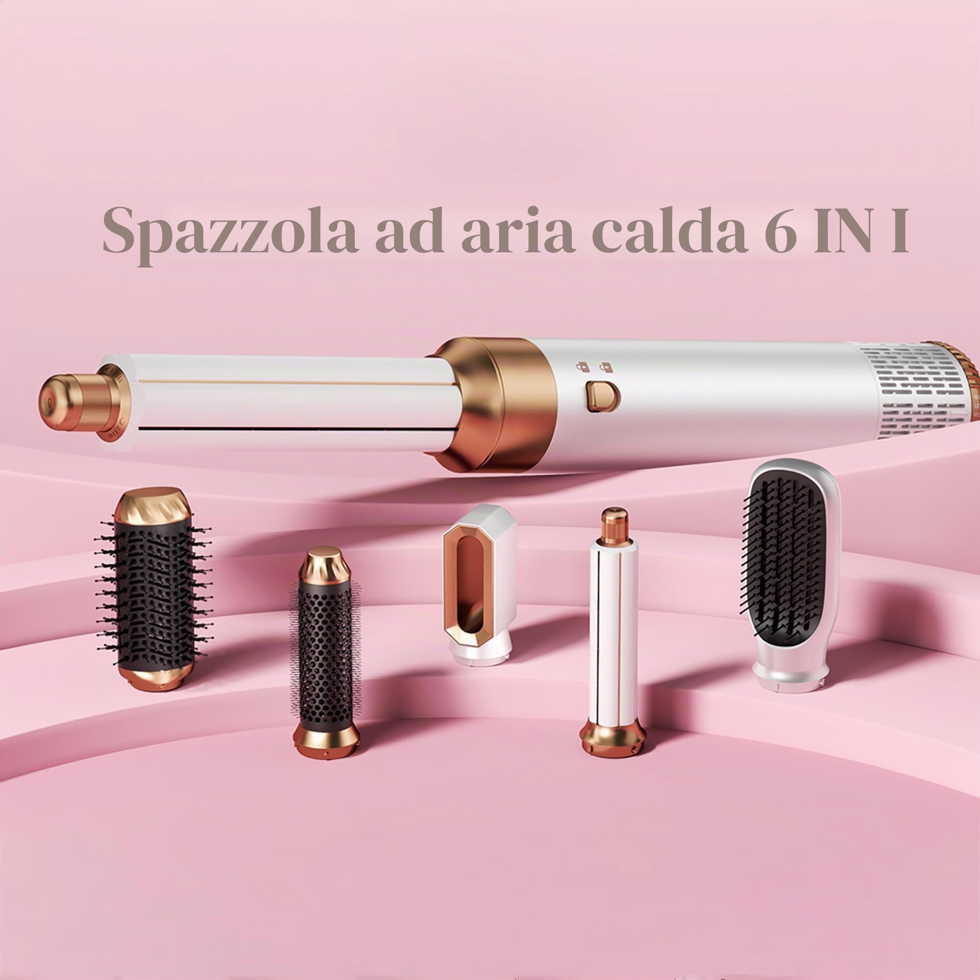 MogaWave Hair Styler Pro Air Styler 6 in 1 Haarstyler, Spazzola rotonda asciugacapelli da 1000W, Spazzola ad aria calda, Spazzola asciugacapelli, Asciugacapelli, Air Curler, Hairstyler Airstyler