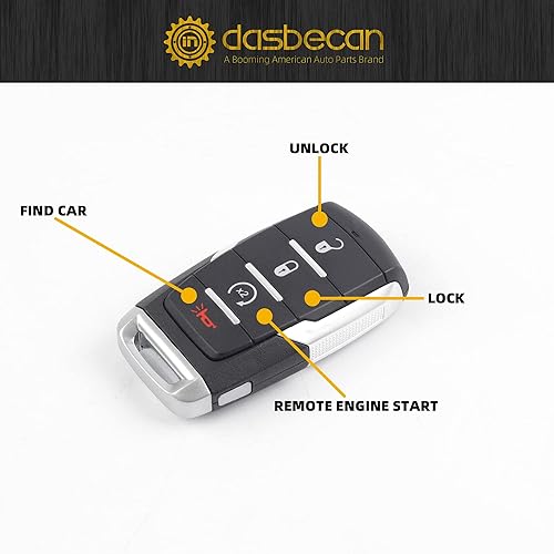 Miniatura 3 de Dasbecan Llavero de repuesto compatible con Dodge Ram 1500 Smart Car 2019-2022 con control remoto de entrada sin llave, arranque remoto 68442907
