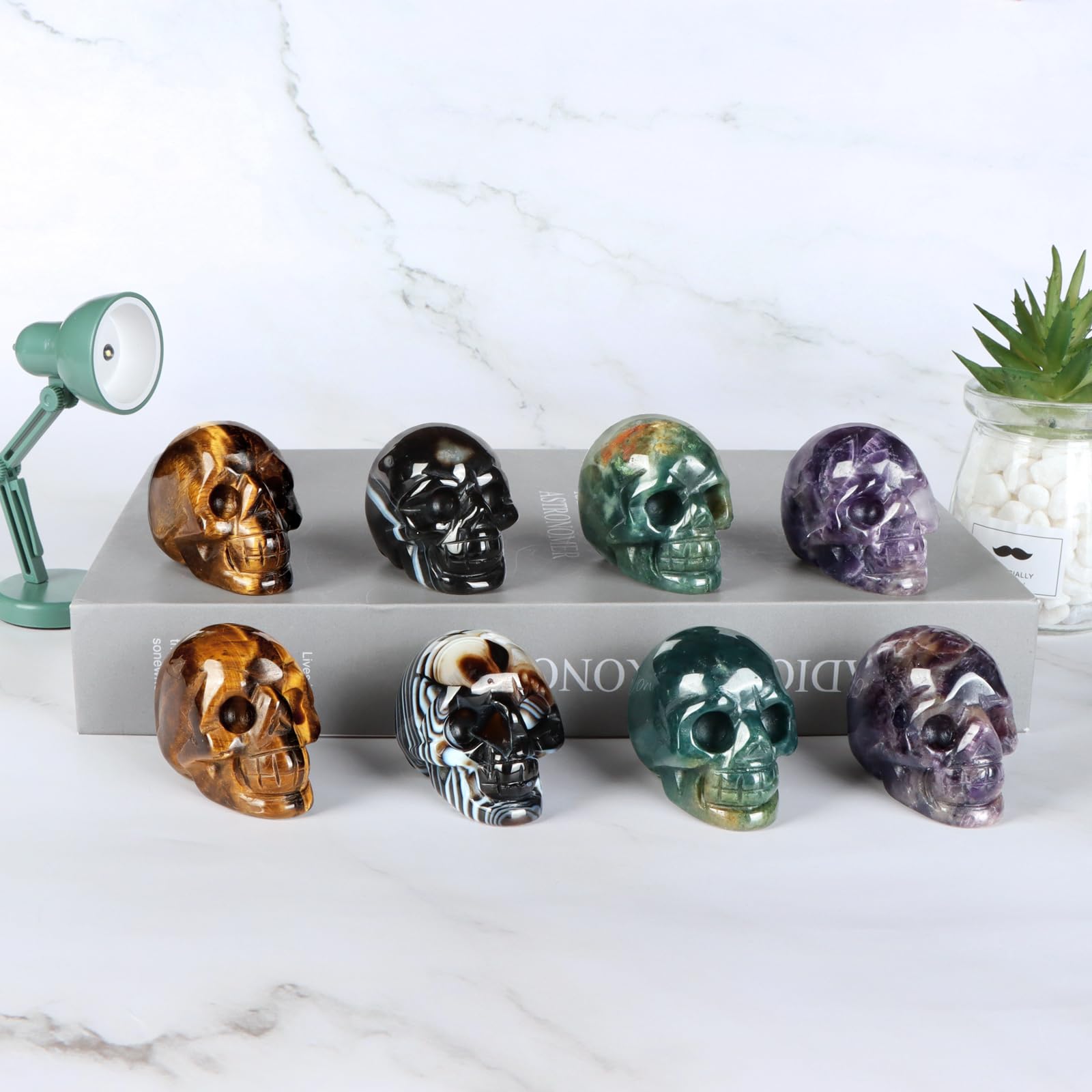 CRAFTYMELODY Amethyst Totenkopf - Handgeschnitzte Quarzharz Skulptur Für Deko & Sammler