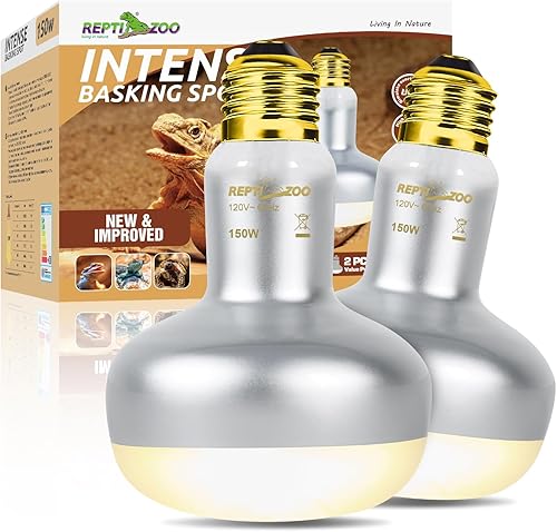 Vista 9 de REPTI ZOO Paquete de 2 lámparas de calor de 100W, lámpara de punto de sol intensa simulada de luz solar natural, lámpara de calor emisora de calor