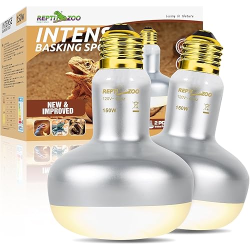 REPTI ZOO 2 Pack Heat Lamp 150W, Intense Basking Spot Simulated Natural Sunlight Heating Lamp Bulb, Heat Emitter UVA Heat Lamp Bulb for Reptile Chickens Pet Brooder