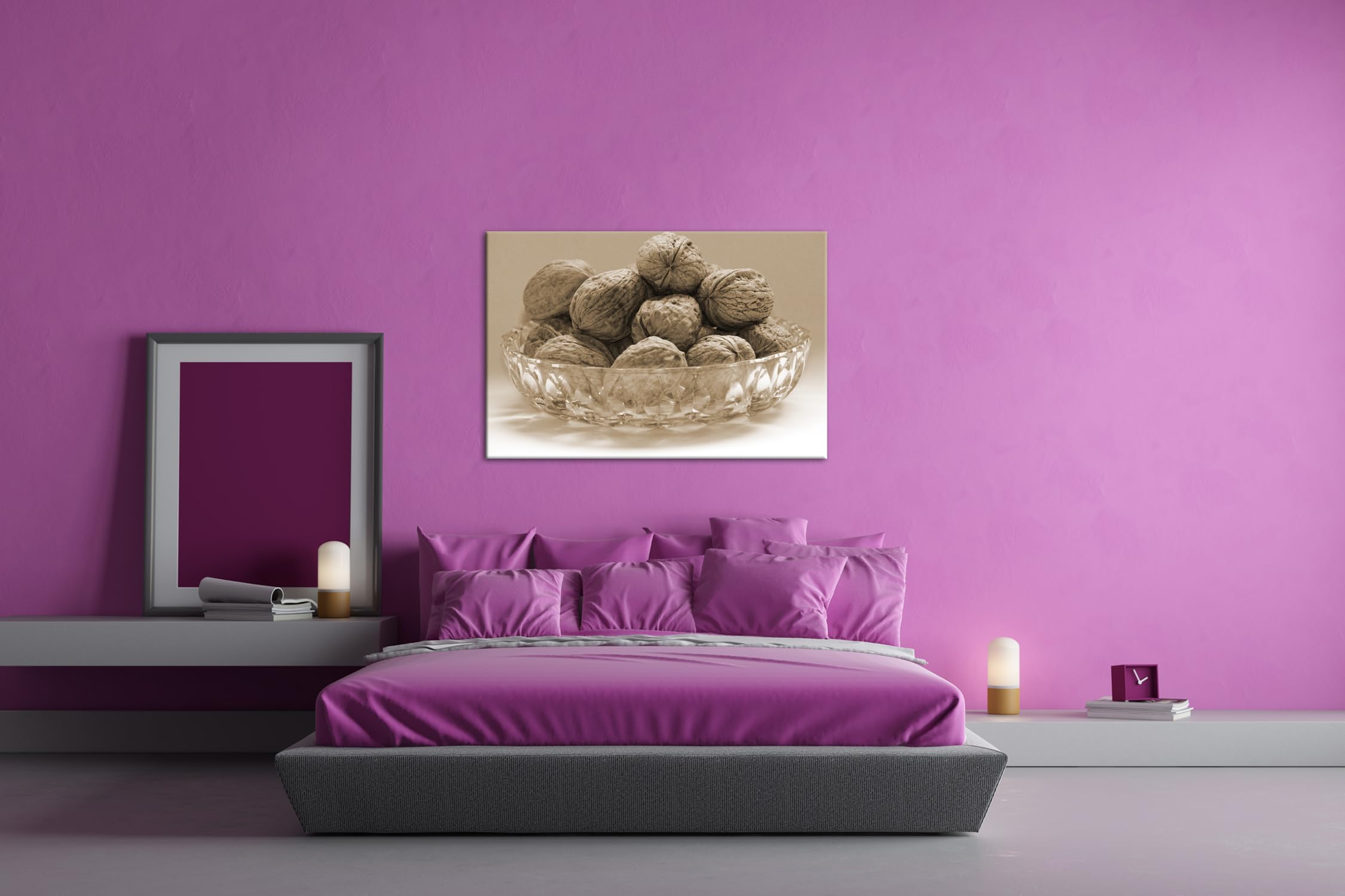 deyoli Chrupiące orzechy włoskie w skorupie Format: 75 x 50 cm Efekt: sepia jako obraz na płótnie, motyw oprawiony na ramie z prawdziwego drewna, wysokiej jakości druk cyfrowy z ramą