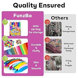 FUNZBO 2000Pcs+ Arts & Crafts Supplies Kits for Kids, Christmas DIY Craft Supplies for Toddlers Art Supply Tools Set Pipe Cleaners, Pom Poms and Feather, Birthday Gifts for Kid Girls Ages 4-8-12