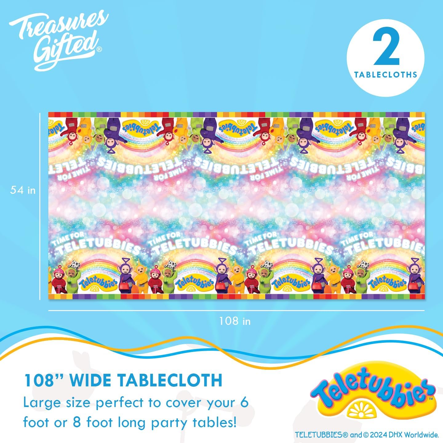 Treasures Gifted Officially Licensed Teletubbies Birthday Party Decorations - Serves 24 Guests - Ultimate Set Party Supplies - Dinnerware, Banners, Backdrop & Cake Toppers