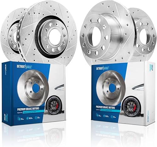 Detroit Axle - Rotores de freno para Audi A3 Quattro Volkswagen GTI Jetta Passat Beetle EOS Golf Rotores de frenos perforados y ranurados Rotores