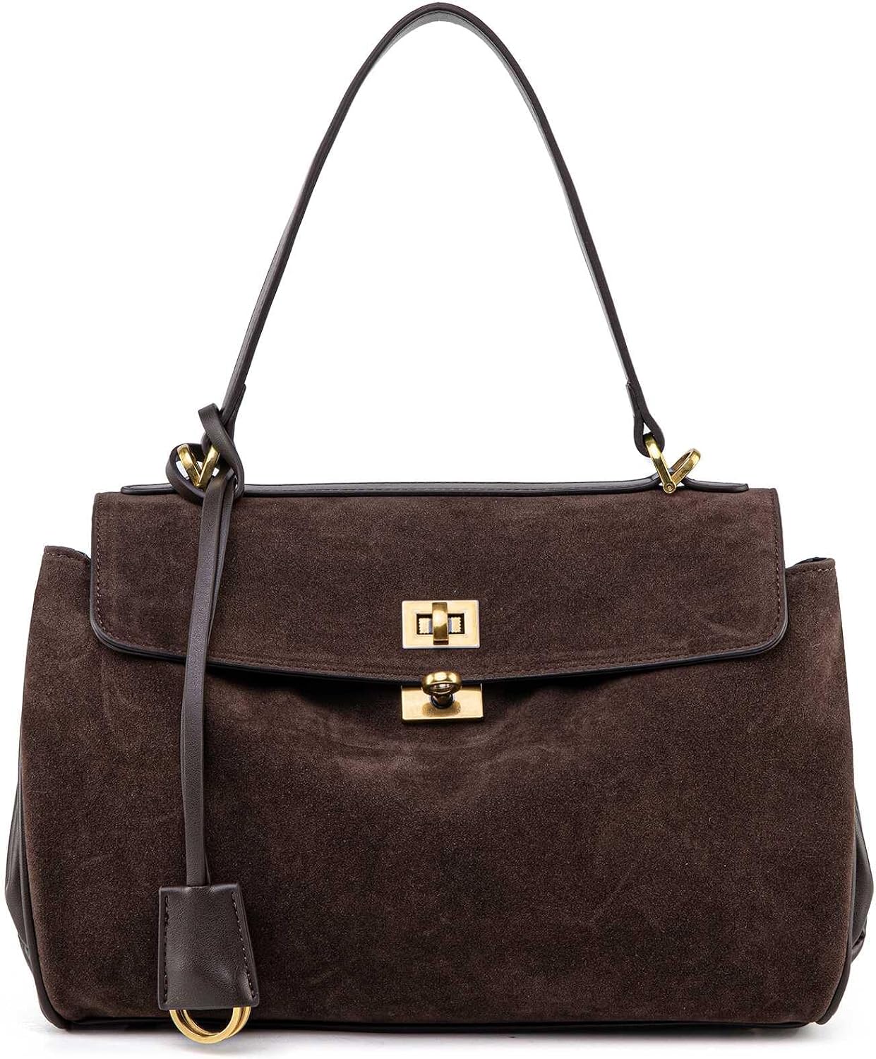 Suede & Leather Tote Bag for Women,Soft Leather Shoulder Handbags for Ladies,Satchel Purse for Travel Work