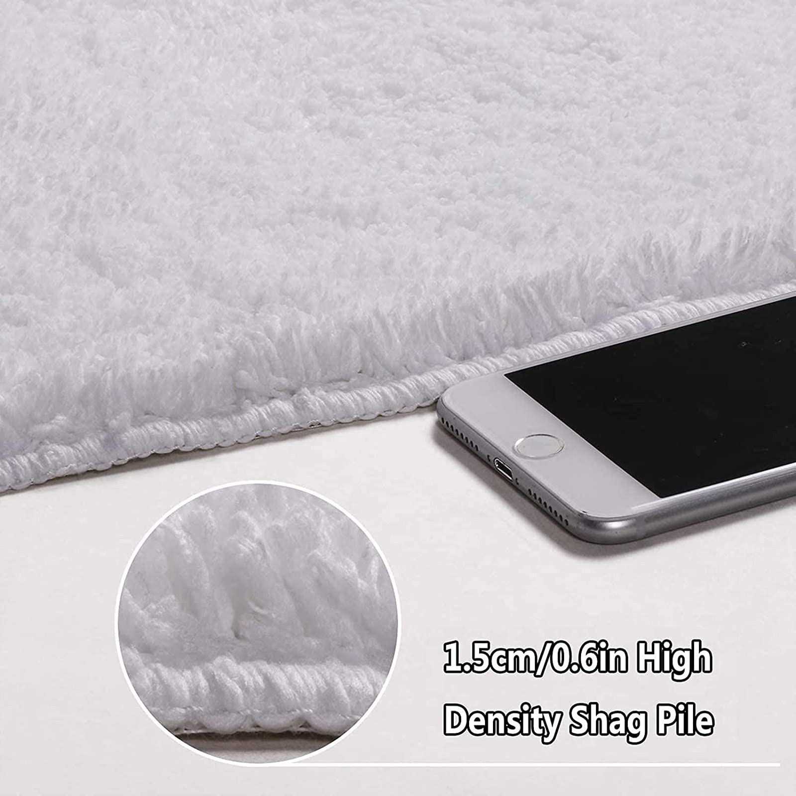 Alfombra de baño de microfibra antideslizante y esponjosa de 45 x 110 cm, alfombra de ducha suave de secado rápido, lavable, perfecta para uso doméstico y hotel, elegante diseño blanco