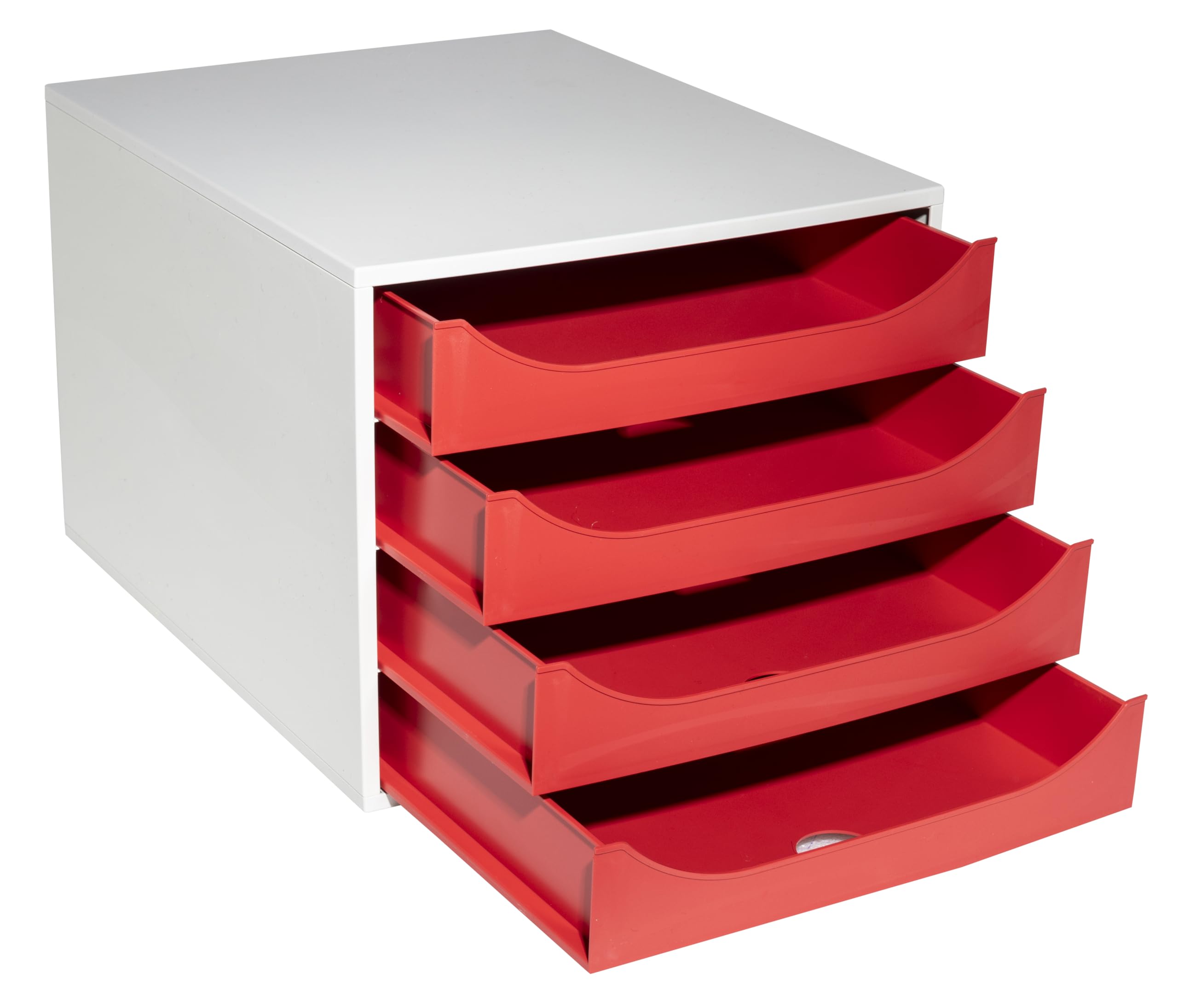 Exacompta - Réf. 2286107D - Module Économique à Tiroirs Ecobox - Caisson Individuel à 4 Tioirs pour Document A4 et A4+ - Dimensions 34,8 x 28,4 x 23,4 cm - Coloris Rouge
